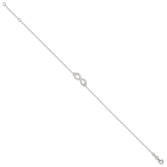 925 Sterling Silver 9" + 1in. Ext. Infinity Symbol Charm Symbol Jewelry Anklet - Picture 2 of 7